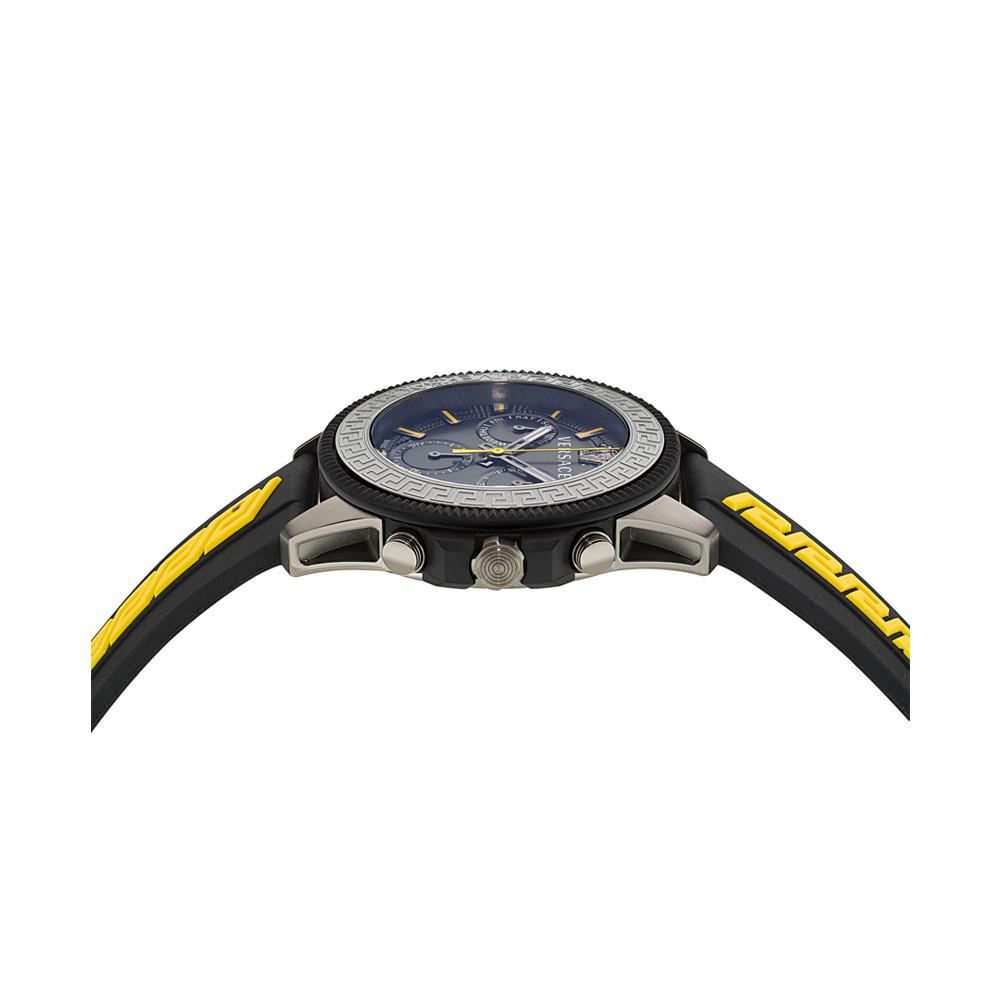 Men's Swiss Chronograph Greca Action Yellow & Black Silicone Strap Watch 45mm商品第2张图片规格展示