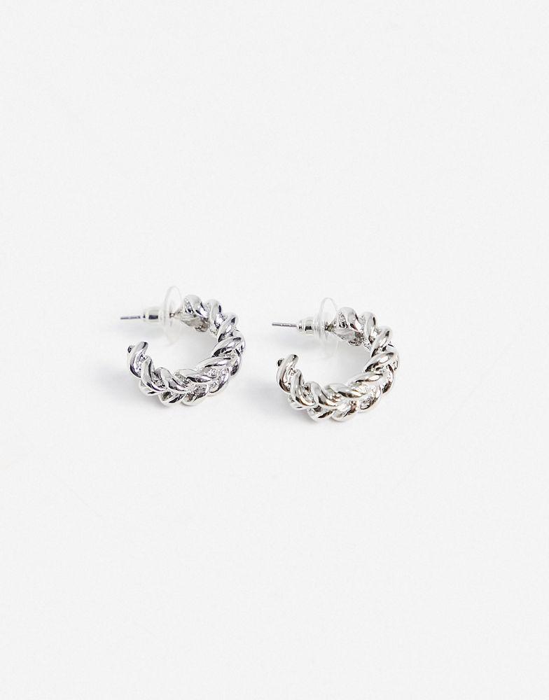 商品DesignB London|DesignB London double row twist hoop earrings in silver,价格¥49,第6张图片详细描述