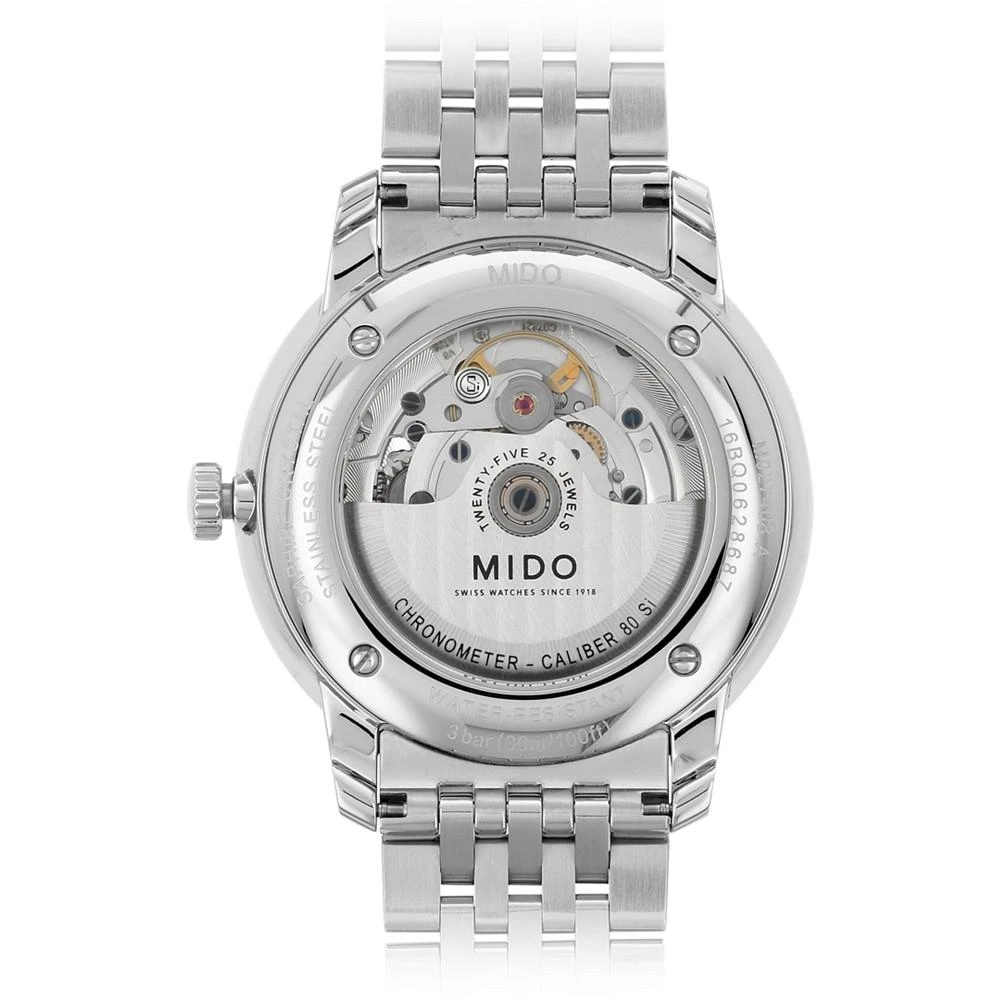 商品MIDO|Men's Swiss Automatic Baroncelli Stainless Steel Bracelet Watch 40mm,价格¥9364,第3张图片详细描述
