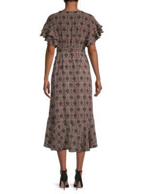 商品Max Studio|Print Ruffle Wrap Dress,价格¥223-¥298,第4张图片详细描述