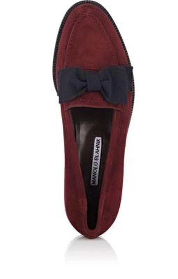 商品Manolo Blahnik|Aldena Bow Suede Loafers,价格¥3339,第4张图片详细描述