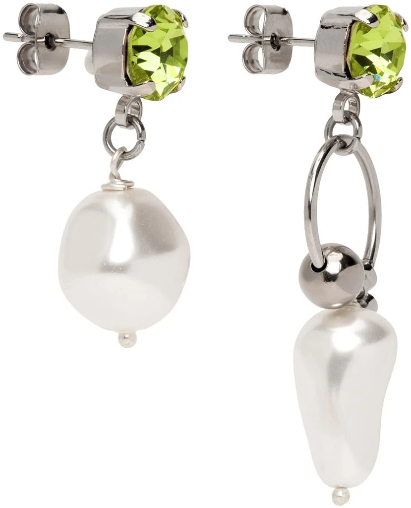 商品Justine Clenquet|Silver & Green Stan Earrings,价格¥559,第2张图片详细描述