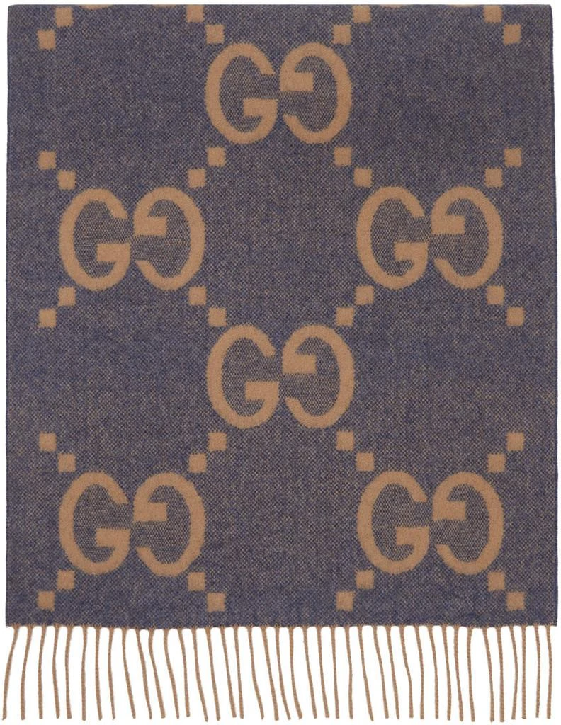 商品Gucci|Blue & Beige GG Cashmere Jacquard Scarf,价格¥8095,第1张图片