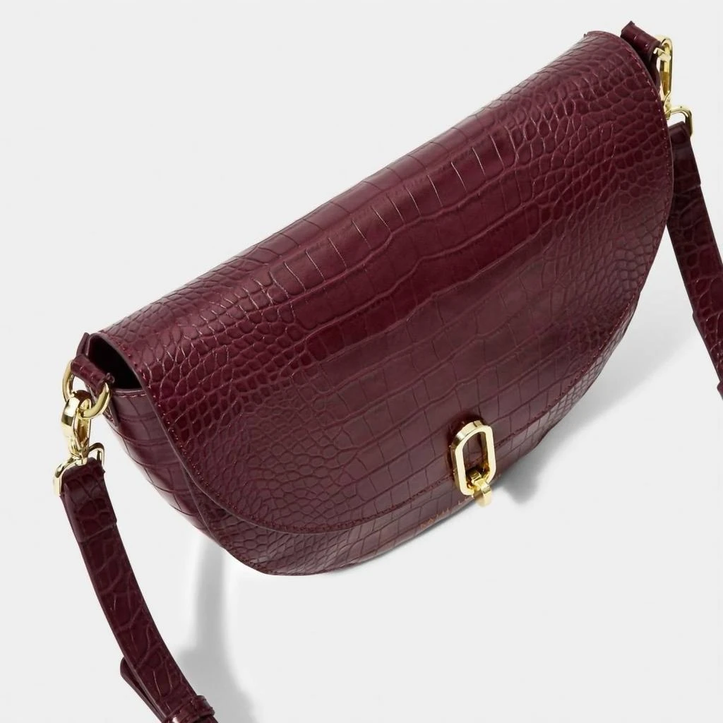 商品Katie Loxton|Quinn Faux Croc Saddle Purse In Wine,价格¥449,第2张图片详细描述