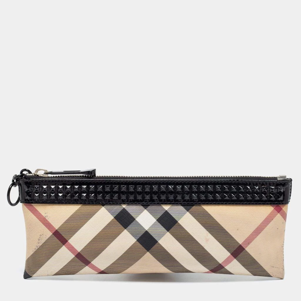 商品[二手商品] Burberry|Burberry Beige/Black Nova Check PVC and Patent Leather Studded Wristlet Clutch,价格¥2672,第1张图片