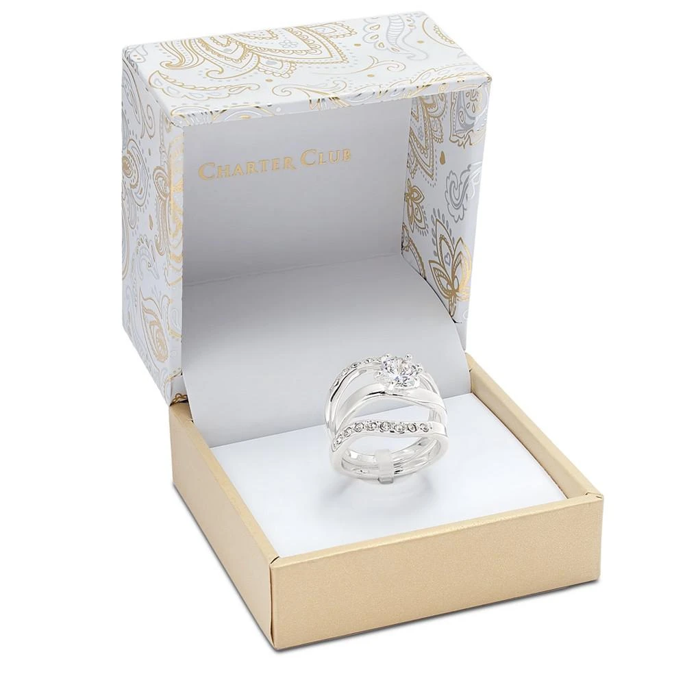 商品Charter Club|Fine Silver Plate Crystal Wavy Ring, Created for Macy's,价格¥89,第2张图片详细描述