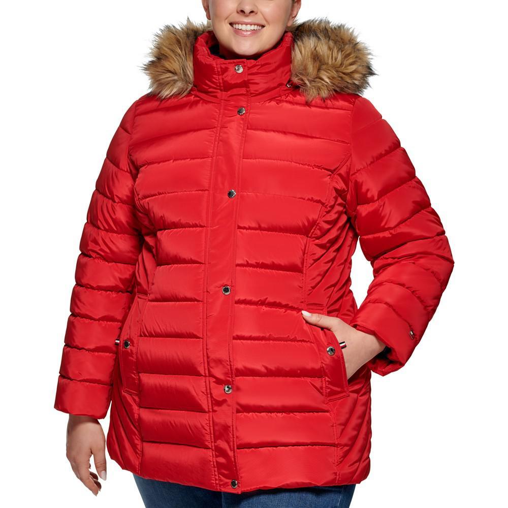 商品Tommy Hilfiger|Plus Size Faux-Fur-Trim Hooded Puffer Coat, Created for Macy's,价格¥731,第6张图片详细描述