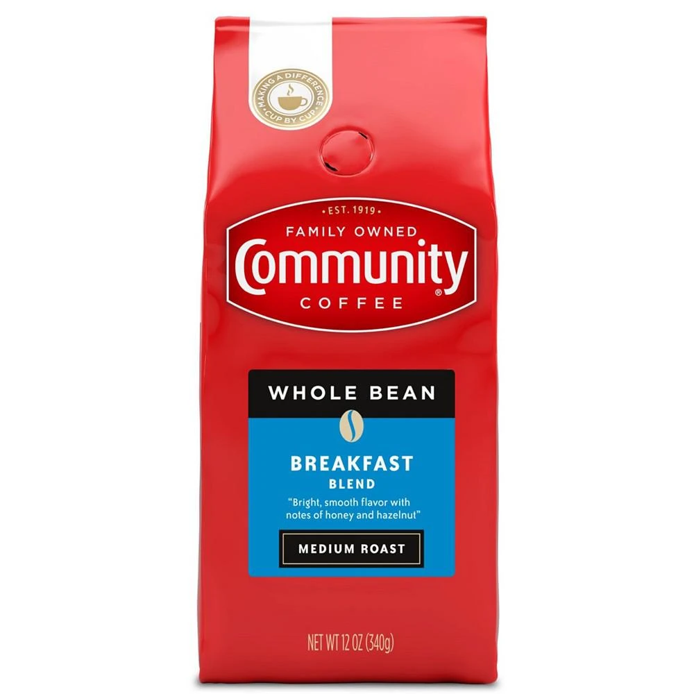 商品Community Coffee|Breakfast Blend Medium Roast Premium Whole Bean Coffee, 12 Oz - 6 Pack,价格¥463,第2张图片详细描述