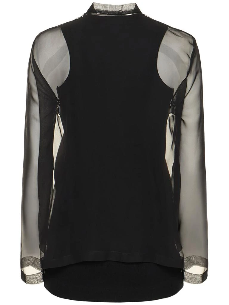 商品Sacai|Ribbed Cotton Jersey & Chiffon Top,价格¥1757,第4张图片详细描述
