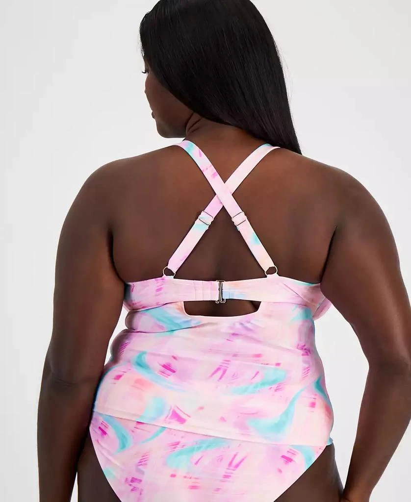 商品California Waves|Salt + Cove Trendy Plus Size Tie-Dye Drawstring Tankini Top, Created for Macy's,价格¥156,第2张图片详细描述