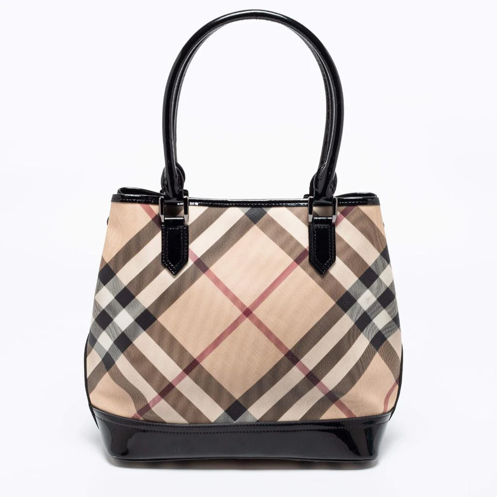 商品[二手商品] Burberry|Burberry Black/Beige Nova Check PVC And Patent Leather Snap Tote,价格¥3142,第4张图片详细描述