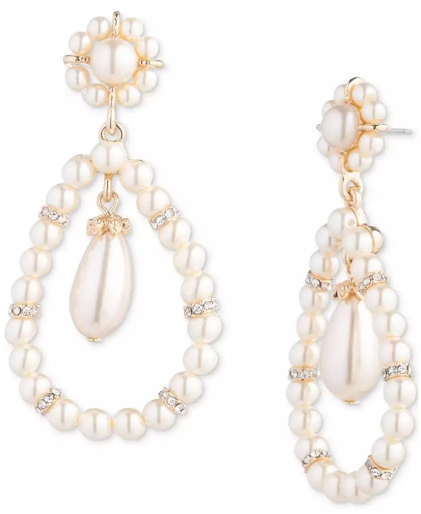 商品MARCHESA|Gold-Tone Pavé & Imitation Pearl Orbital Drop Earrings,价格¥152,第1张图片