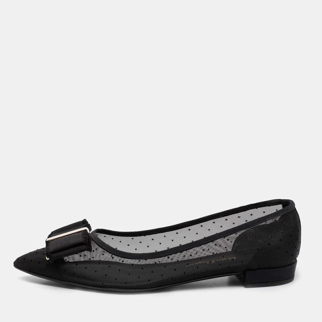商品[二手商品] Salvatore Ferragamo|Salvatore Ferragamo Black Mesh Zeri Ballet Flats Size 38.5,价格¥2669,第1张图片
