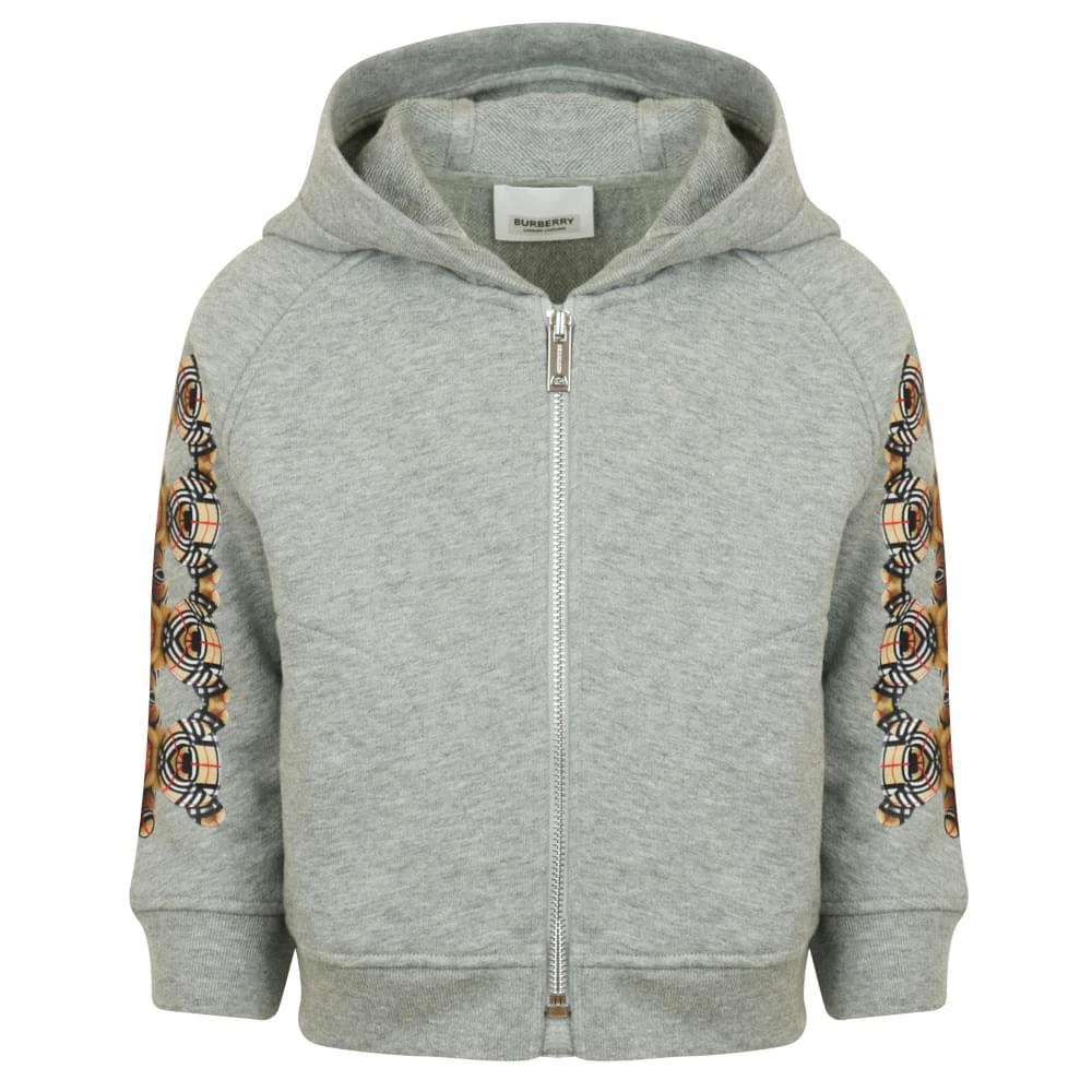 商品Burberry|Grey Zip Up Bear Hoodie,价格¥770,第1张图片