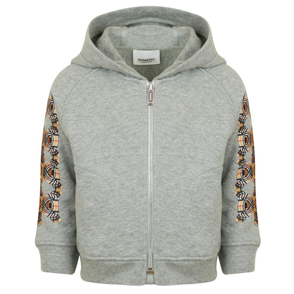 商品Burberry|Grey Zip Up Bear Hoodie,价格¥742,第1张图片