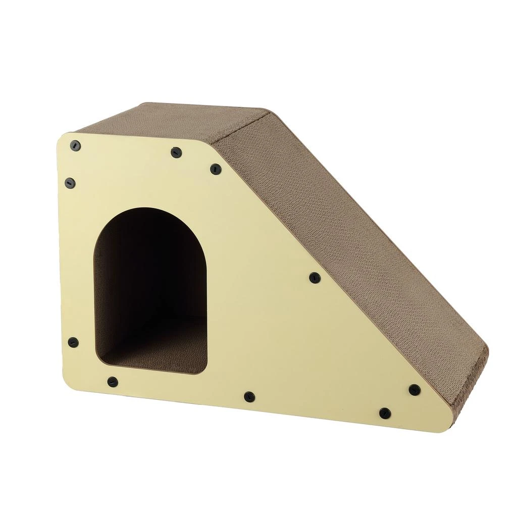 Kento 23.63" Minimalist Cardboard Angled Cat Cave Scratcher with Catnip, Almond 商品