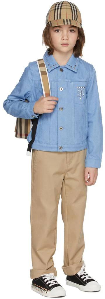 商品Burberry|Kids Blue Japanese Denim Studded Monogram Jacket,价格¥4654,第1张图片