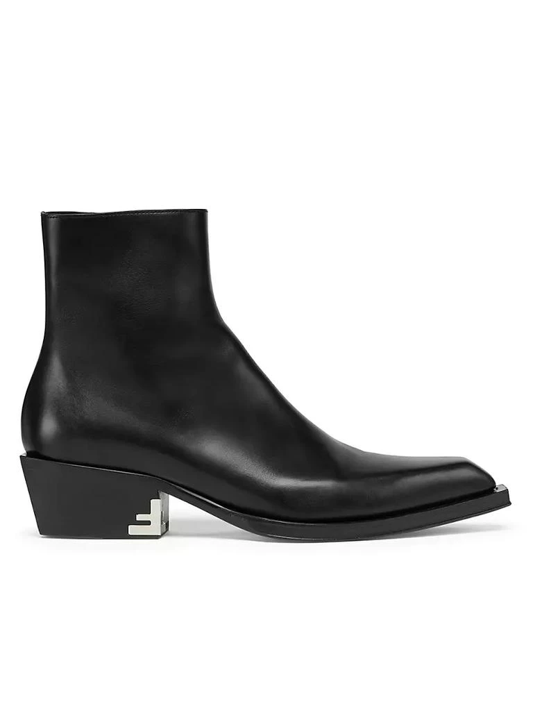 商品Fendi|Leather Stacked Heel Ankle Boots,价格¥12446,第1张图片