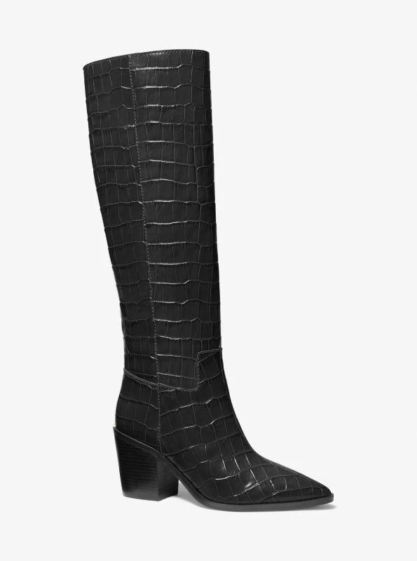 商品Michael Kors|Loni Crocodile Embossed Leather Boot,价格¥1008,第1张图片