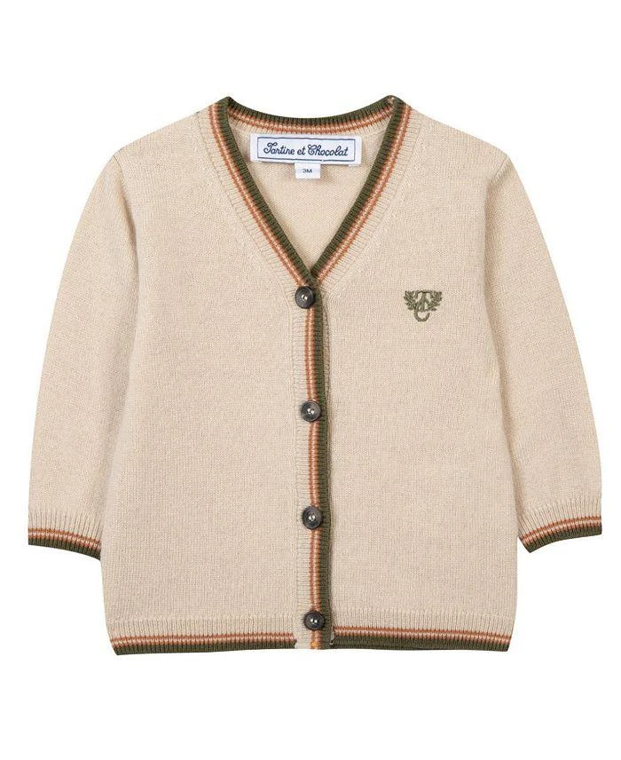 商品Tartine et Chocolat|Boys' Retro Contrast Beige Cardigan - Baby,价格¥419,第1张图片