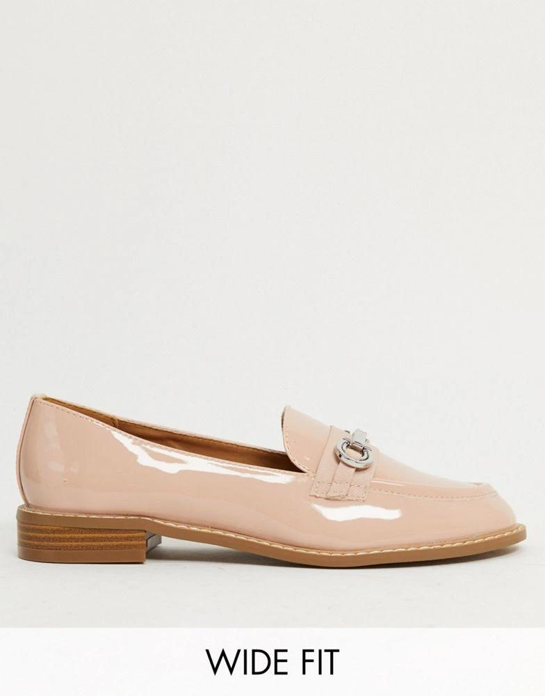商品ASOS|ASOS DESIGN Wide Fit Vapor snaffle loafer in beige patent,价格¥162,第1张图片