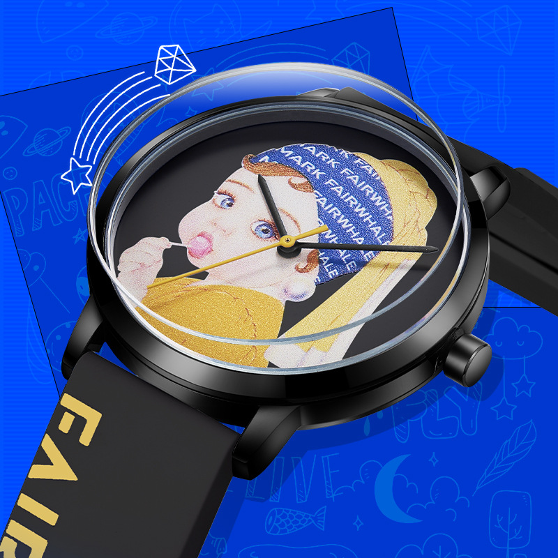 马克华菲品牌手表卡通手表情侣表女士石英表防水硅胶时尚腕表商品第1张图片规格展示