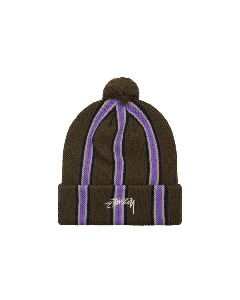 商品STUSSY|Striped Pom Beanie Green,价格¥198,第2张图片详细描述