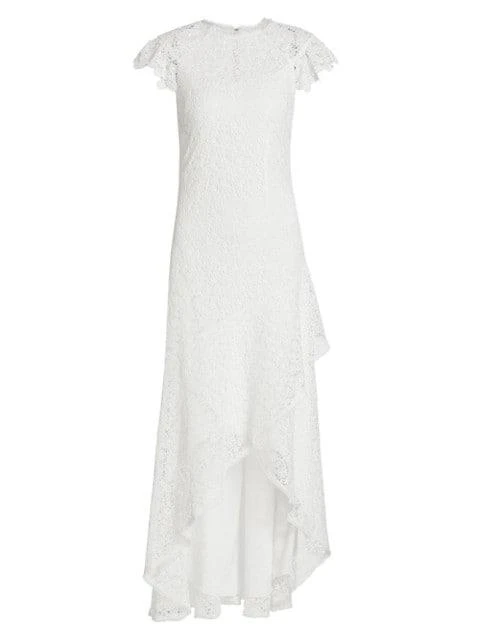 商品Monique Lhuillier|High-Low Ruffle Lace Dress,价格¥3351,第1张图片