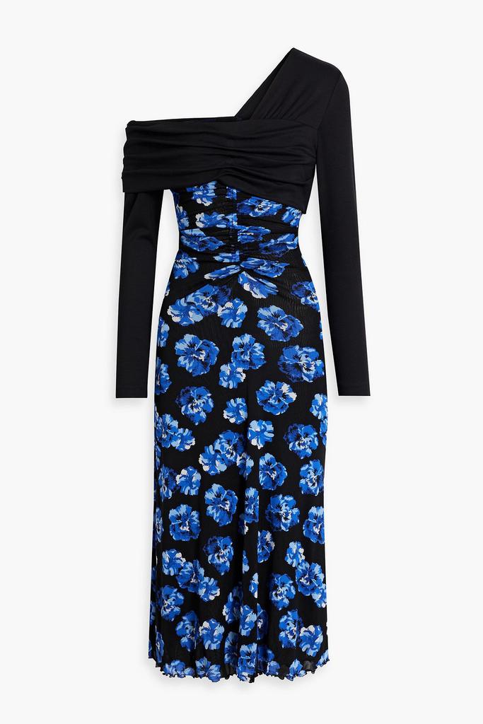 DIANE VON FURSTENBERG | One-shoulder floral-print stretch mesh midi dress 604.19元 商品图片