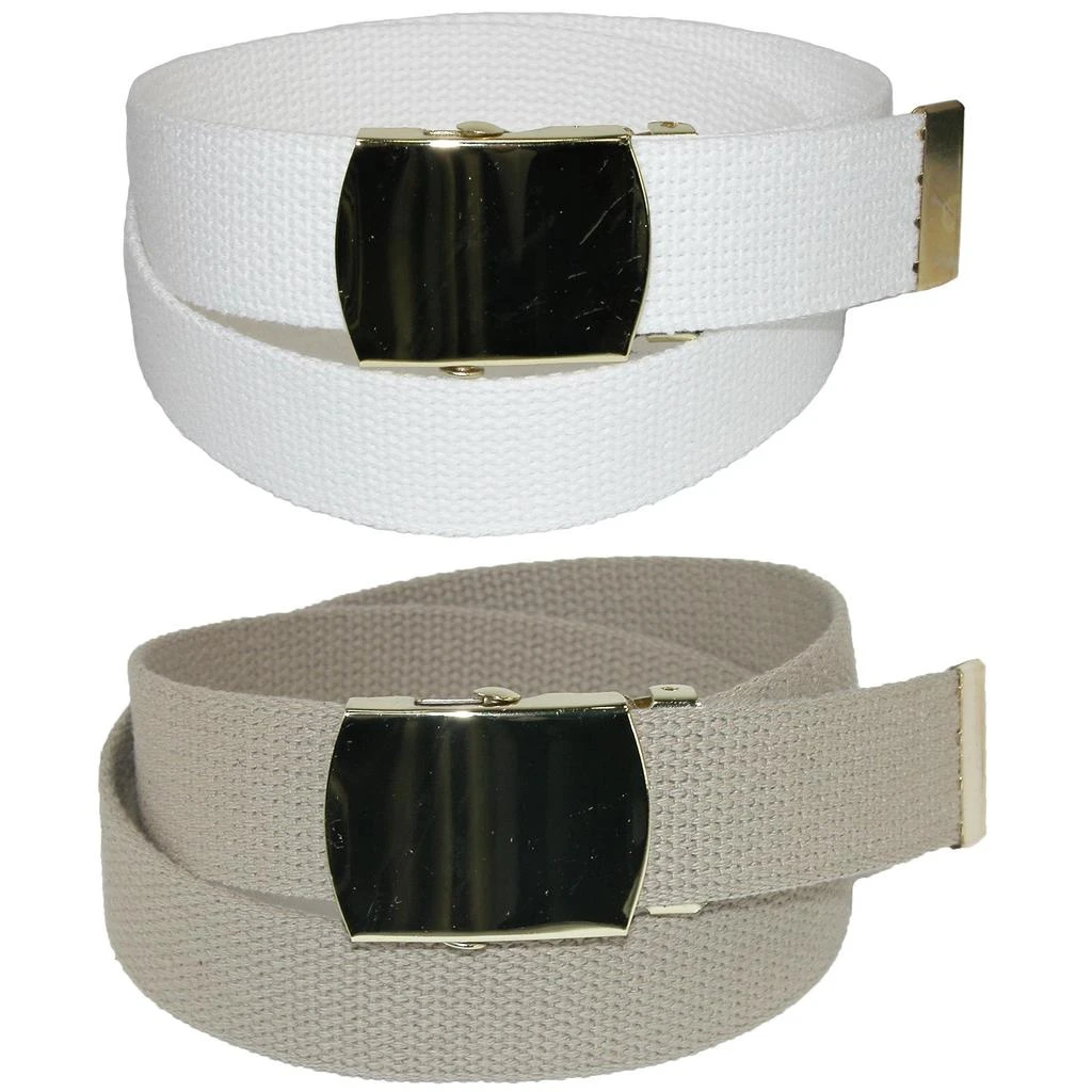 Kid's Cotton Belt with Brass Military Buckle (Pack of 2 Colors) 商品