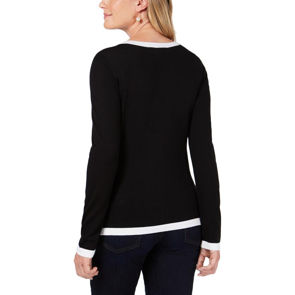 商品Karen Scott|Karen Scott Womens Contrast Trim Button Down Cardigan Sweater,价格¥117,第4张图片详细描述