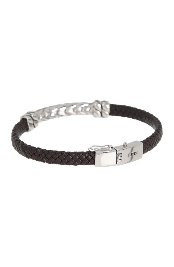 Sterling Silver & Leather Chain Station Bracelet商品第2张图片规格展示