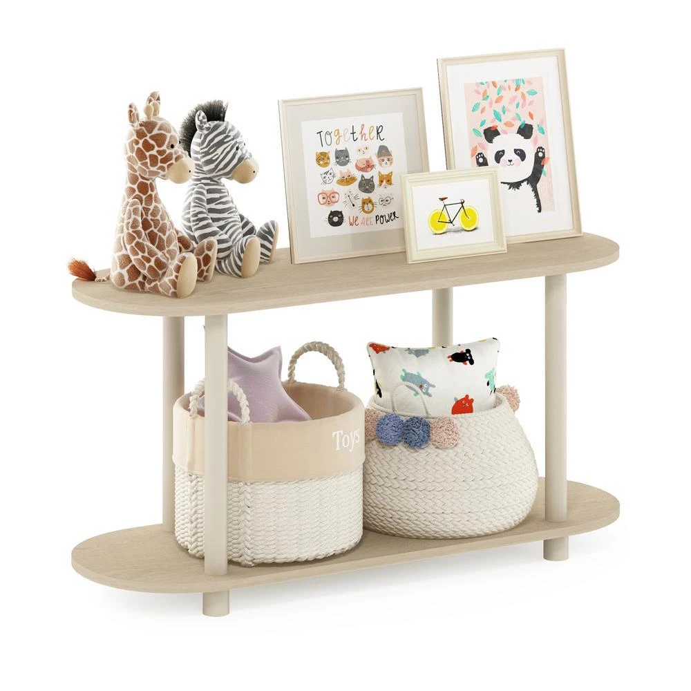 商品Furinno|Turn-N-Tube No Tools Modern Oval Side Table, Bauhaus Oak/Beige,价格¥681,第4张图片详细描述