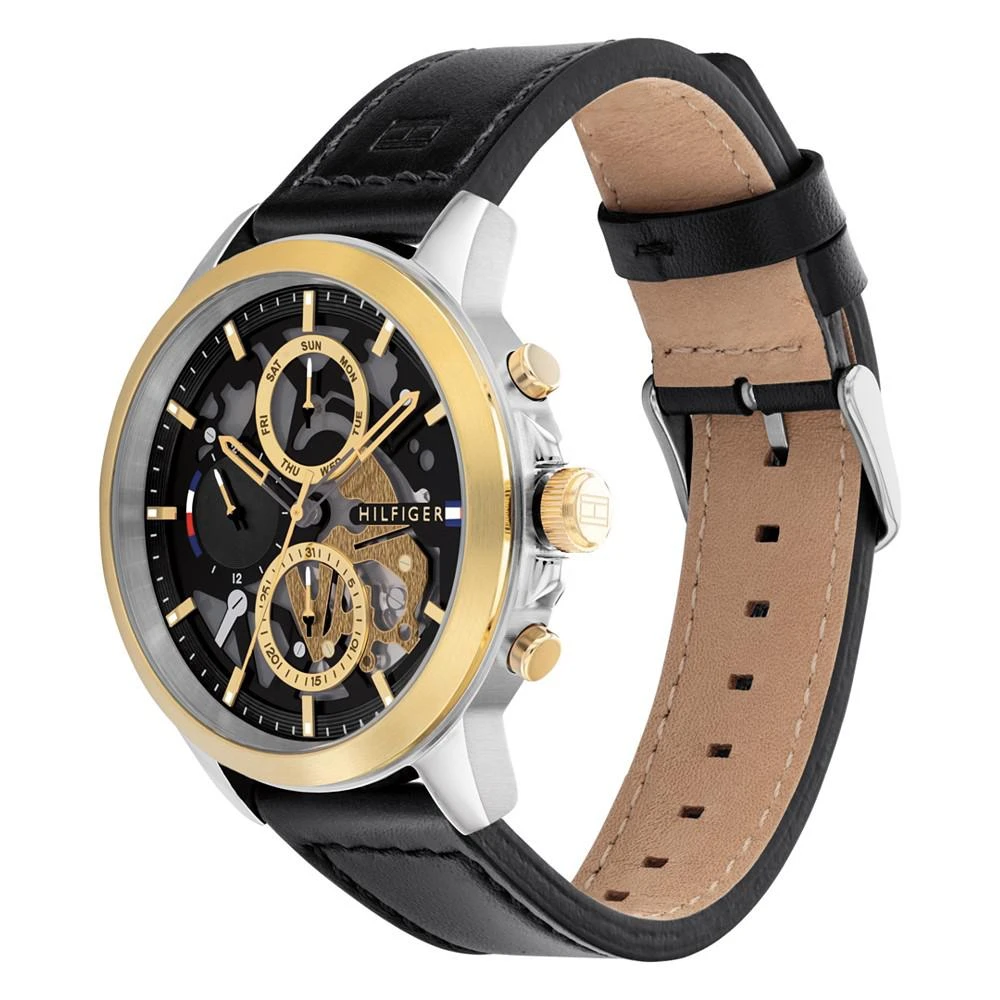商品Tommy Hilfiger|Men's Black Leather Strap Watch 44mm,价格¥930,第2张图片详细描述