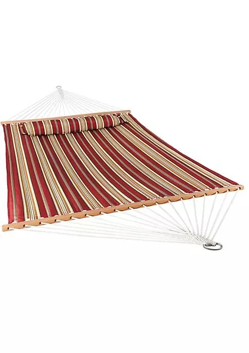 商品Sunnydaze Decor|Decor Large Quilted Hammock With Spreader Bar And Pillow   Red Stripe,价格¥606,第2张图片详细描述