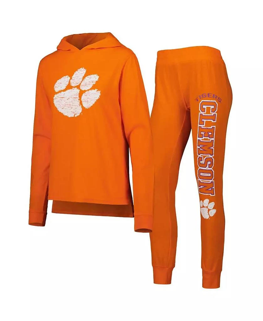 商品Concepts Sport|Women's Orange Clemson Tigers Long Sleeve Hoodie T-shirt and Pants Sleep Set,价格¥411,第1张图片