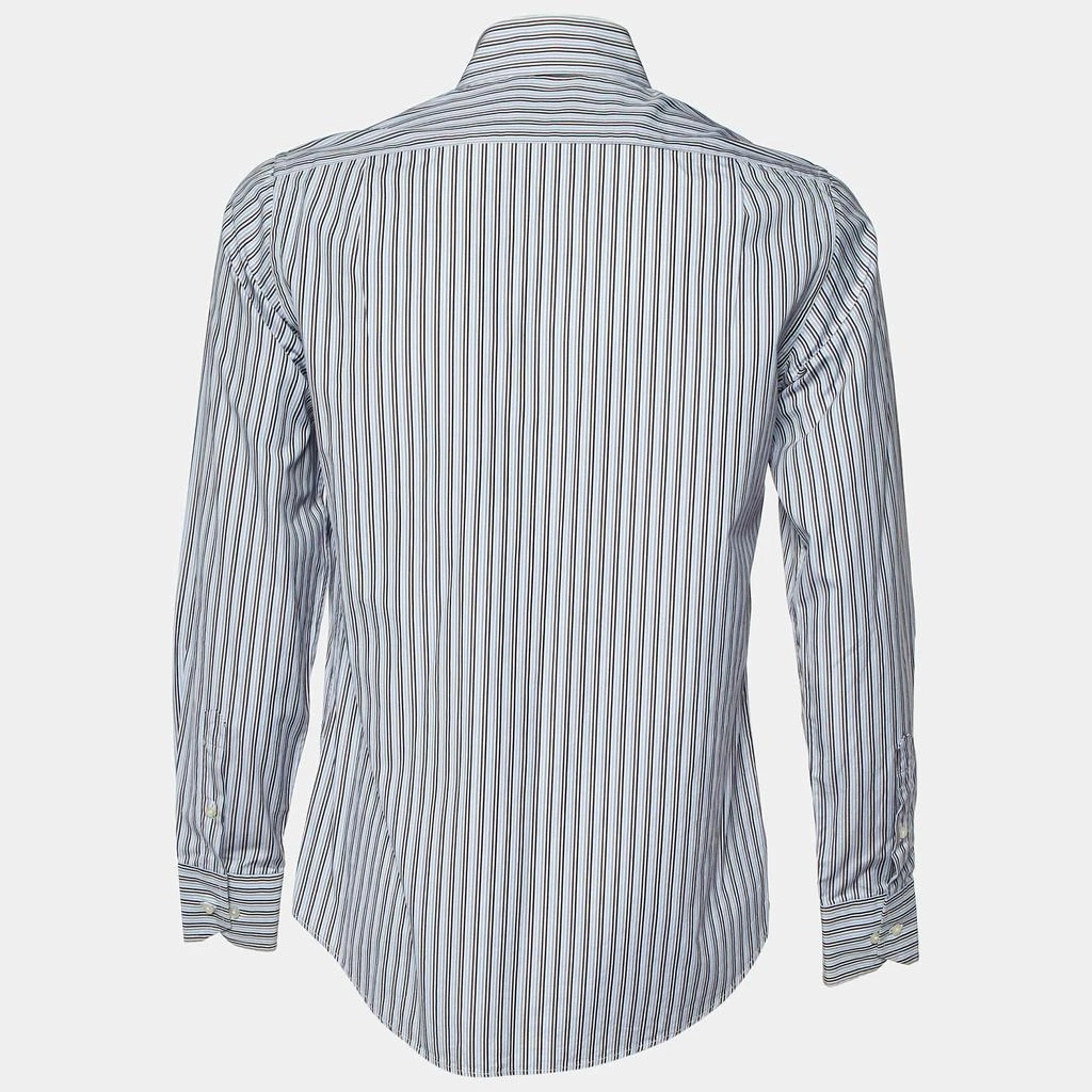 商品[二手商品] CH Carolina Herrera|CH Carolina Herrera Multicolor Stripe Logo Embroidered Cotton Shirt M,价格¥1348,第2张图片详细描述