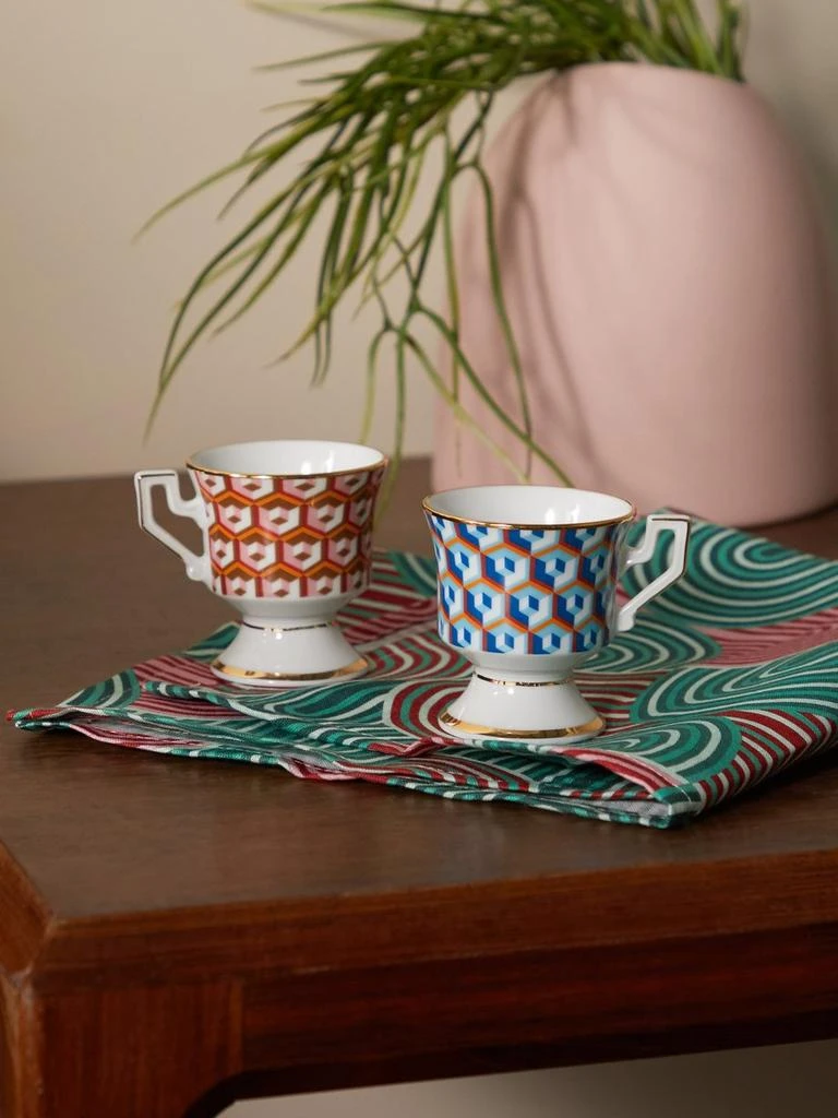 商品LA DOUBLE J|Set of four Cubi-print porcelain espresso cups,价格¥1103,第2张图片详细描述