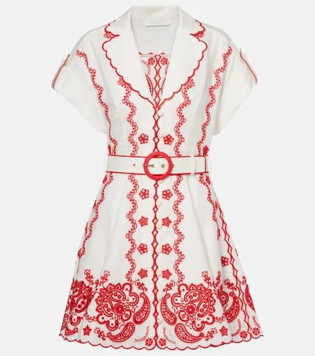 商品Zimmermann|Lucky刺绣亚麻迷你连衣裙,价格¥9685,第1张图片
