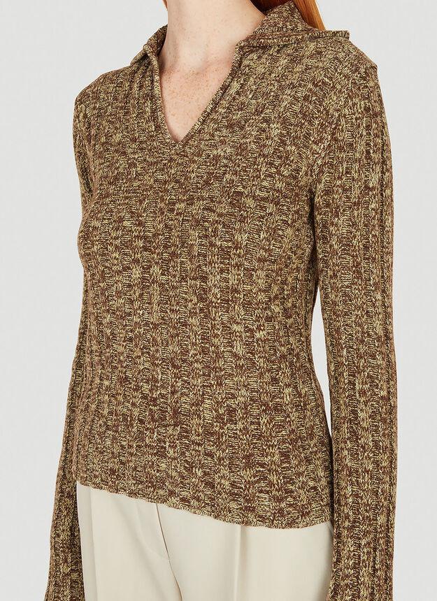 Polo Collar Sweater in Brown商品第5张图片规格展示