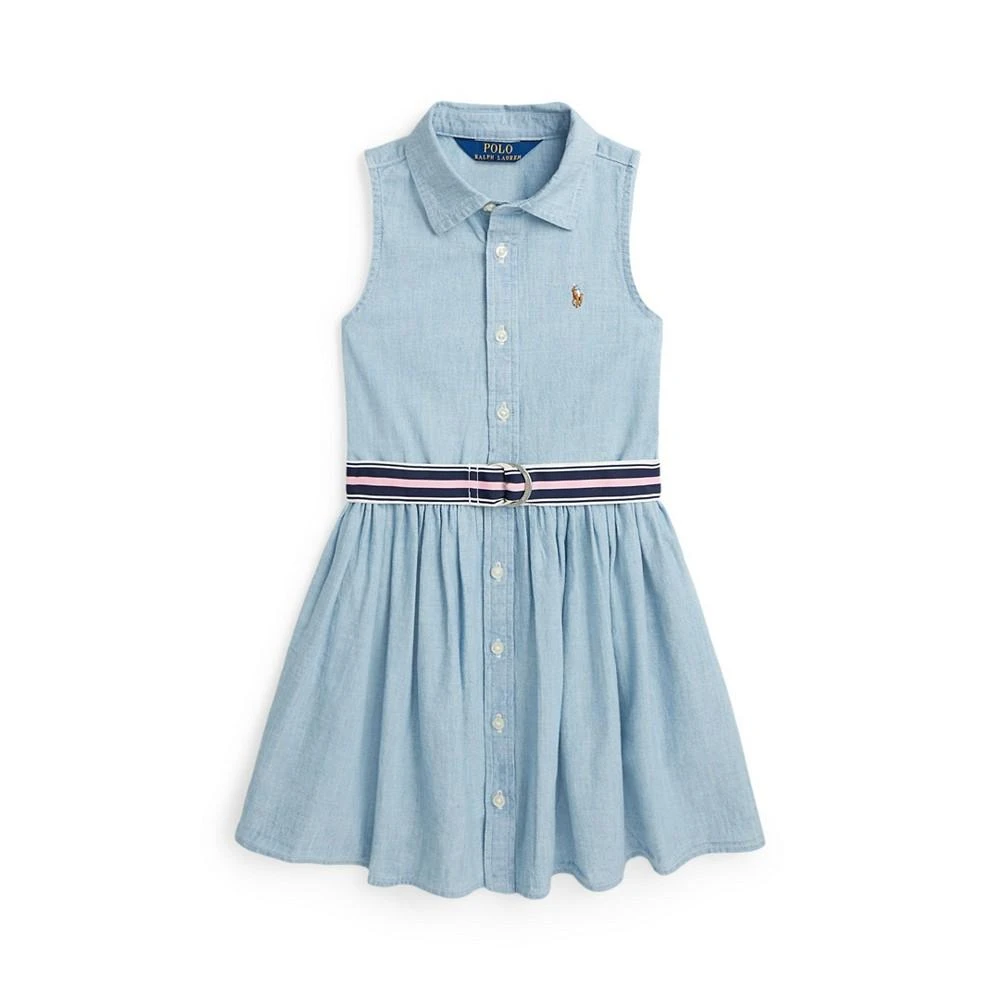 商品Ralph Lauren|Toddler and Little Girls Belted Cotton Chambray Shirtdress,价格¥134,第1张图片