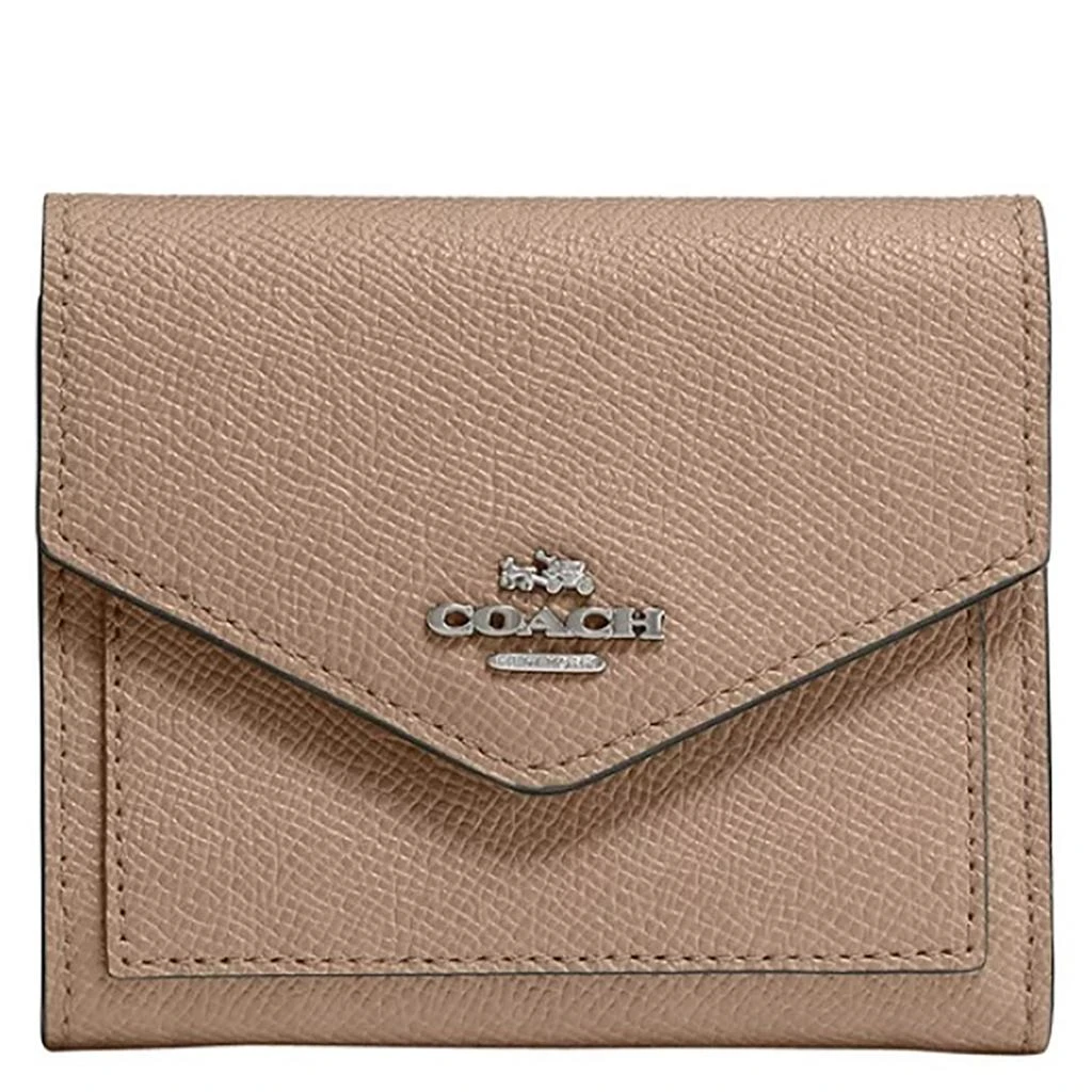 商品Coach|Coach Ladies Leather Compact Trifold Wallet - Taupe,价格¥743,第1张图片