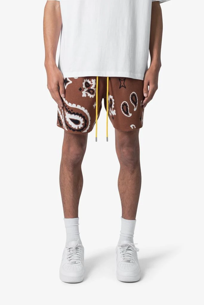 商品MNML|Paisley Knit Shorts - Brown,价格¥287,第1张图片