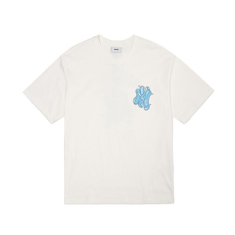MLB 纽约洋基队 logo 印花短袖T恤 男女同款 象牙白色商品第1张图片规格展示