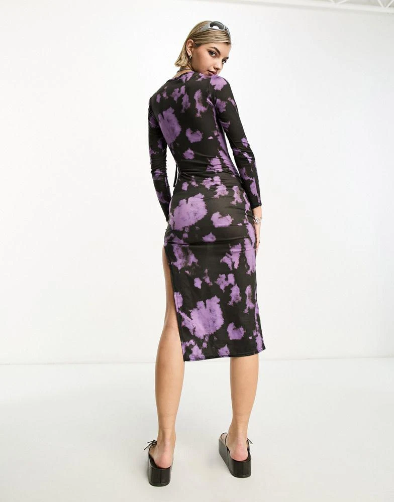 商品Daisy Street|Daisy Street long sleeve bodycon maxi dress in purple print,价格¥152,第2张图片详细描述