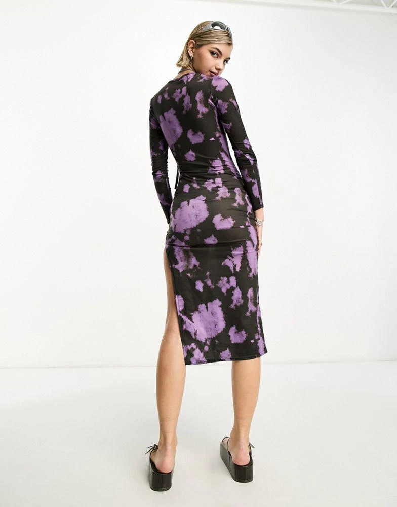 商品Daisy Street|Daisy Street long sleeve bodycon maxi dress in purple print,价格¥154,第2张图片详细描述