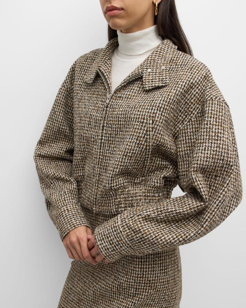 ジャケット・アウター PHENOMENON HOUNDSTOOTH STAND COLLAR JKT OKAYTHXBYE Glossy Houndstooth-Lined Stand Collar Jacket