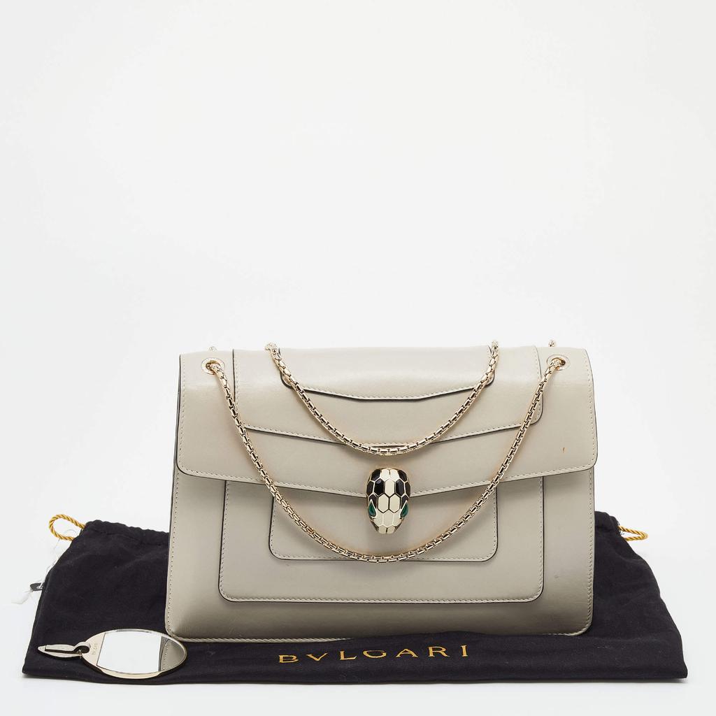 Bvlgari Off-White Leather Medium Serpenti Forever Shoulder Bag商品第9张图片规格展示