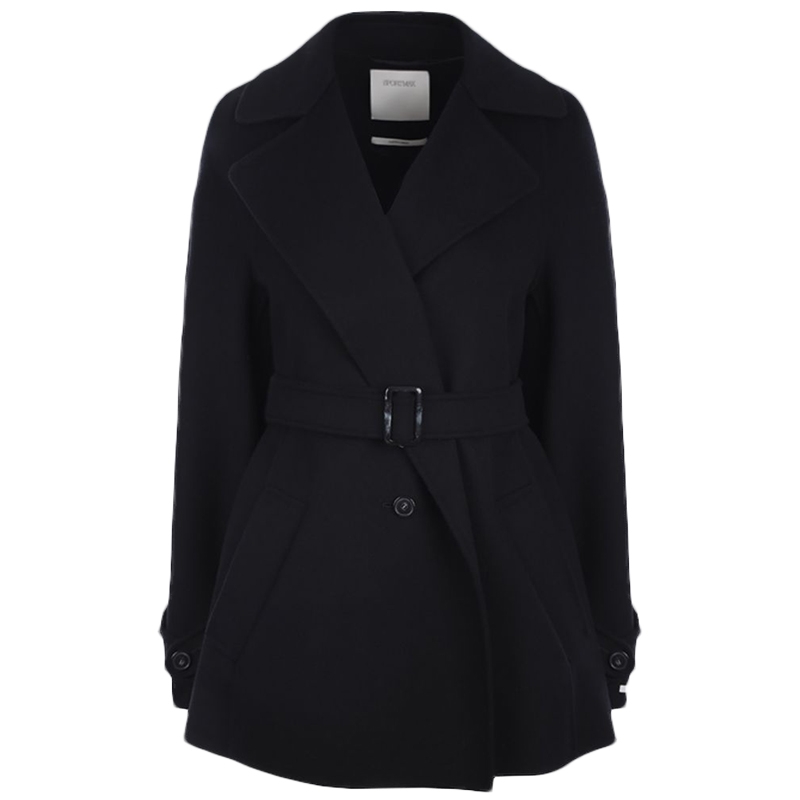 MAX MARA 女士黑色羊毛短款收腰大衣  ZELANTE009商品第1张图片规格展示