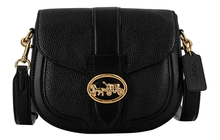 商品[国内直发] Coach|蔻驰 Georgie 21 马车扣可拆卸肩带 皮革 酒神包腋下包马鞍包单肩斜挎包 小号 女款 黑色,价格¥1592,第1张图片